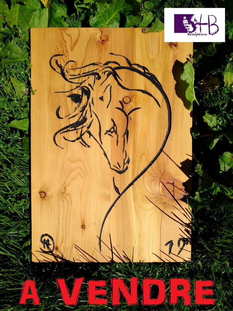 Tableau portrait cheval à la tronçonneuse